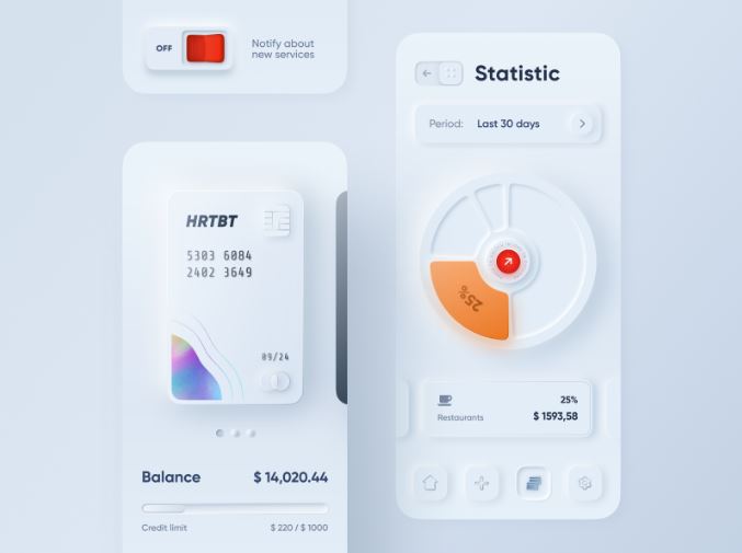 Tendencias en diseño UI para el 2020 - neumorfismo