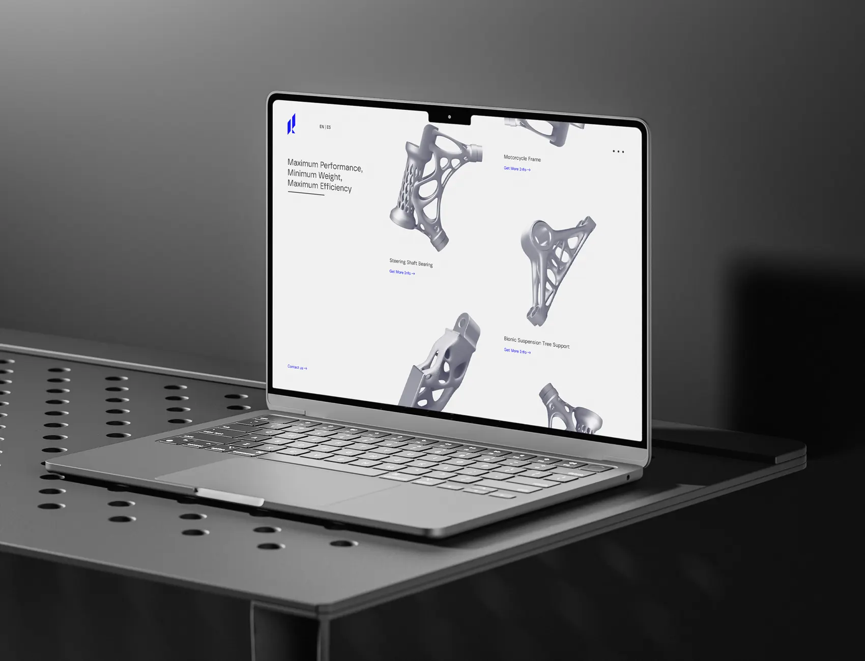 Catálogo digital de productos 3D en el ecommerce de Rivet Lab.